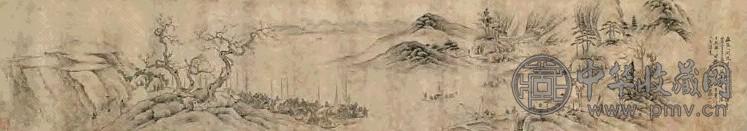 葛尊 渔乐图 手卷 设色纸本