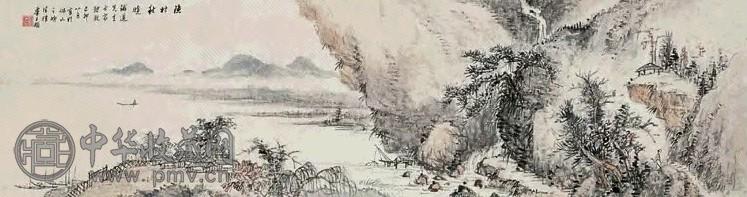 卢子枢 己卯(1939)年作 渔村秋晓 镜框 设色纸本