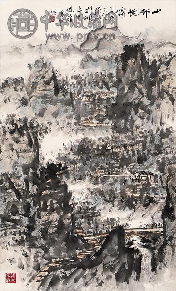 朱恒 晓霭图 镜心 设色纸本