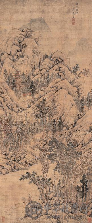 孙枝 山水 立轴 设色绢本