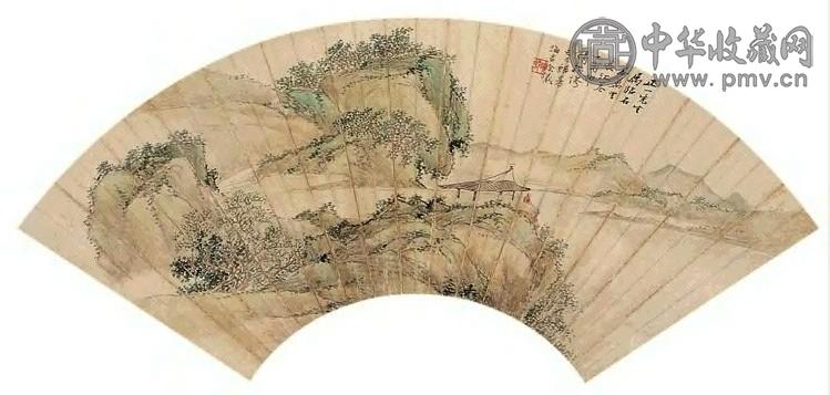 徐曦 山水 扇面 设色纸本