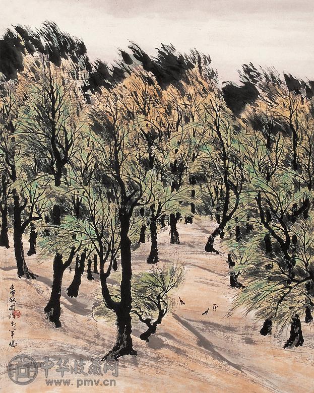 关伟 壬申(1992年)作 绿荫 镜心 设色纸本