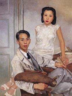 费以复 1941年 画家与妻子 布面 油画