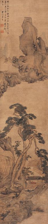 章声 夏山幽居图 立轴 设色绢本