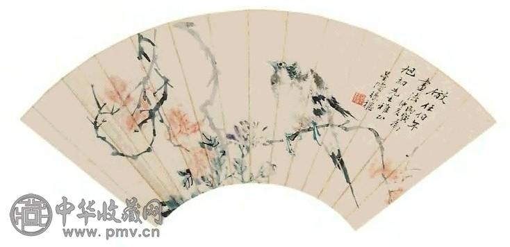 张星阶 花鸟 扇面 纸本