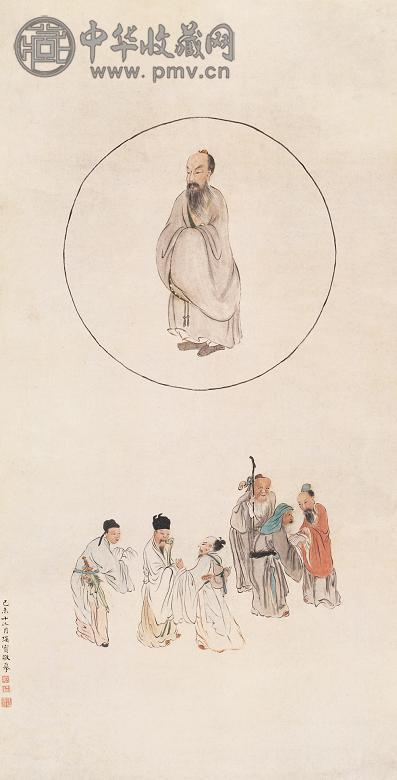 瑛宝 吕仙说法图 立轴 设色纸本