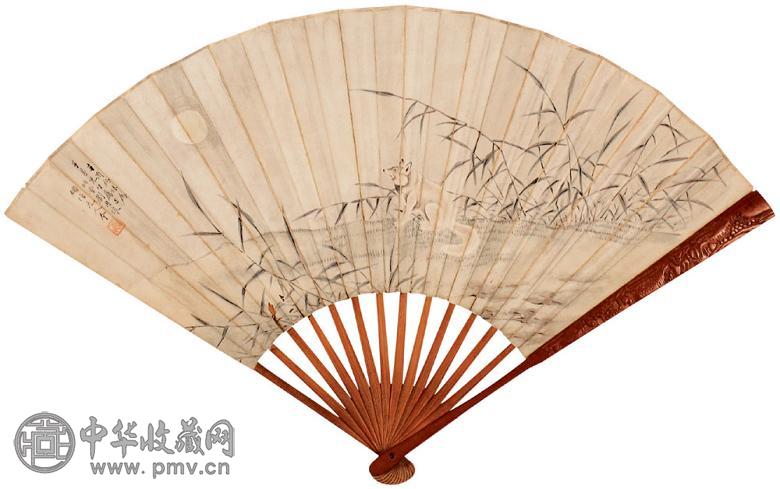 刘用烺 辛酉(1921年)作 动物 成扇 设色纸本