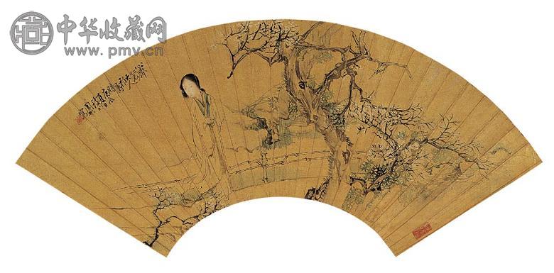 周彬 人物 扇面 设色泥金笺