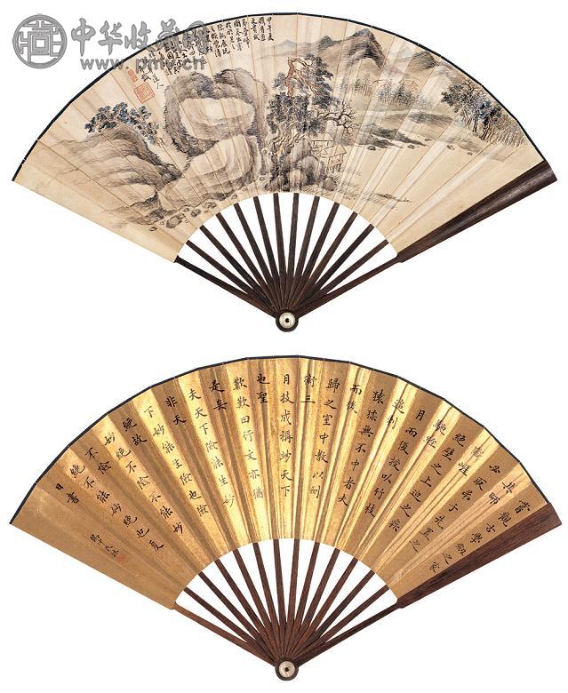 弘旿 甲午(1774年)作 武夷春溪 成扇 设色纸本