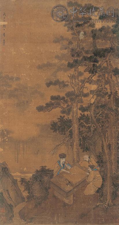 李士达(款) 戊子(1588年)作 山水 立轴 绢本
