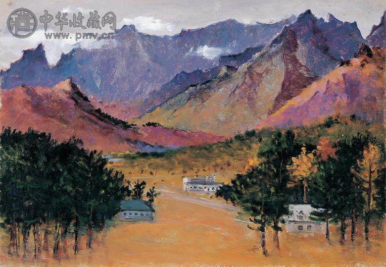 杨秋人 1961年作 朝阳 纸板 油画