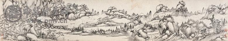 项奎 山水 手卷 设色纸本