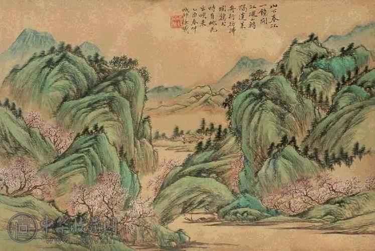 徐曦 桃源仙境 镜心 设色金笺