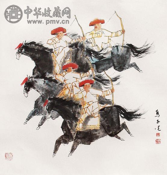 马西光 英姿图 镜心 设色纸本