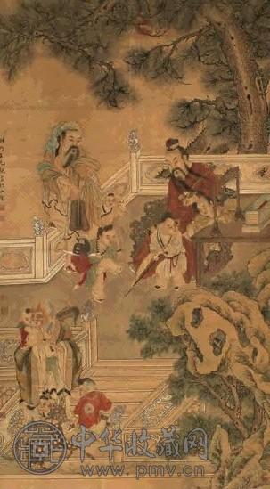 王元勋 福禄寿 立轴 设色纸本