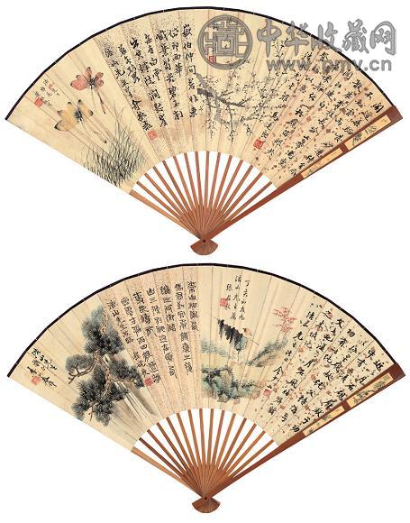 梅兰芳 程砚秋 马连良等 约丁亥(1947年)作 书画集锦 设色纸本