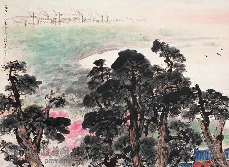 关山月 1972年作 京华春霭 镜心 设色纸本