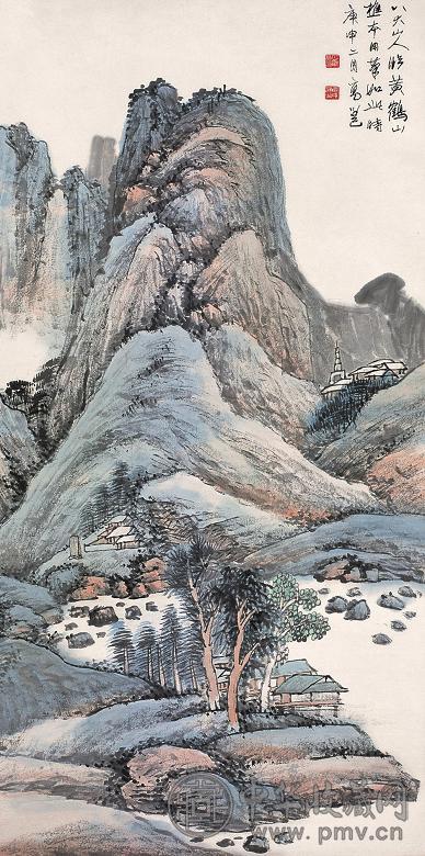 高邕 庚申(1920年)作 翠溪清居 立轴 纸本设色