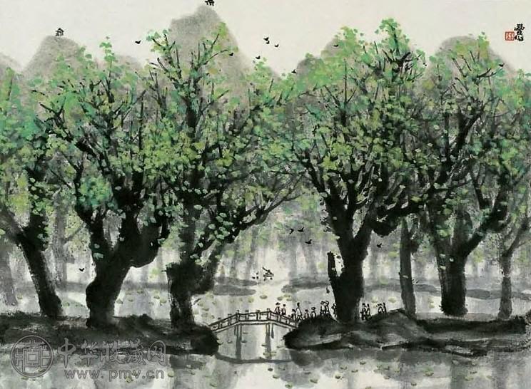 林丰俗 山水 镜心 设色纸本