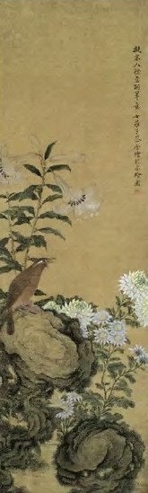 清 蔡含 花鸟 轴