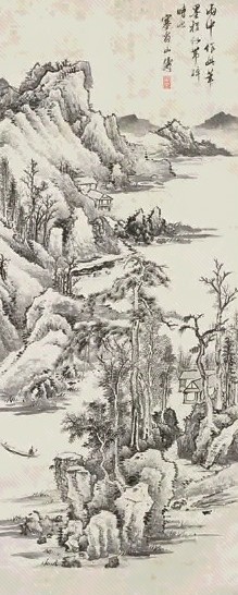 吴山涛 松溪放棹 立轴 水墨纸本