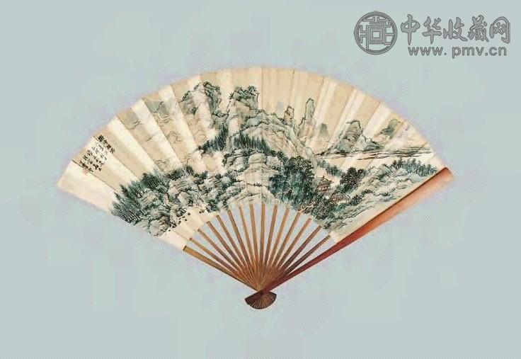 李墅 山水、书法 扇面 纸本