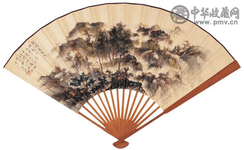 黄幻吾 1937年作 故国山河 成扇 设色纸本