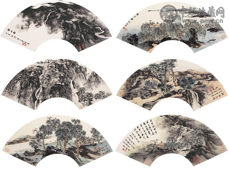车鹏飞 丙子(1996年) 丁丑(1997年) 扇画集珍 册页(12开选6) 设色纸本