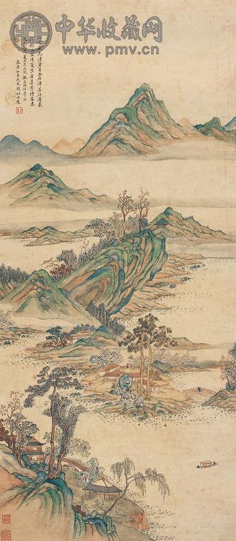 钱杜 1821年作 山水 立轴 设色纸本