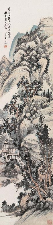 汪声远 山远窗幽图 立轴 设色纸本