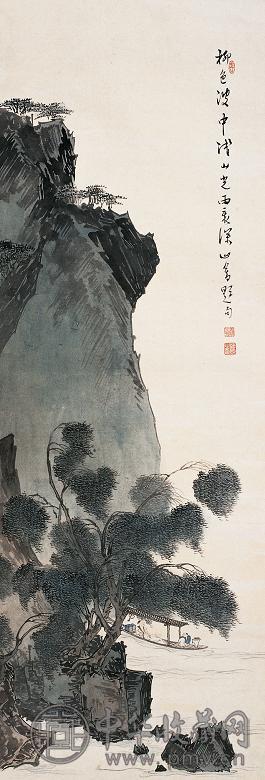 溥儒 柳溪放棹 立轴 设色纸本