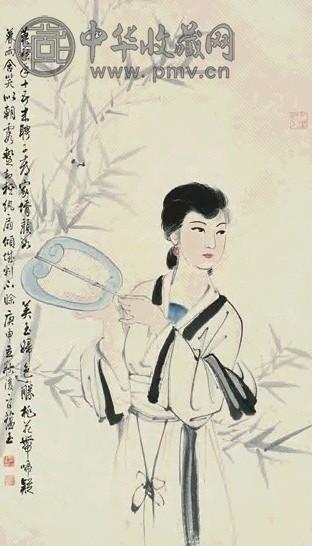 赵石 庚申(1980年)作 莫愁女 立轴 设色纸本