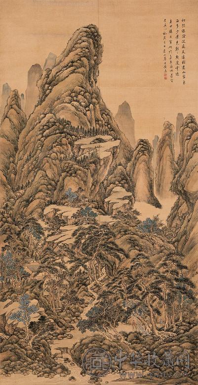 黄鼎 辛丑(1721年)作 携琴访友 立轴 设色绢本