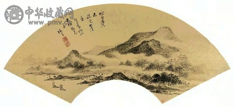 陈星 云山图 扇面