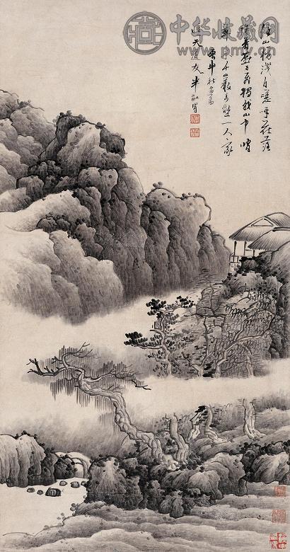 龚贤 1680年作 山水 镜心 水墨纸本