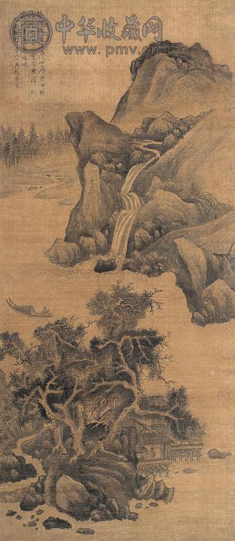 唐寅(款) 层峦云轻 立轴 水墨绢本