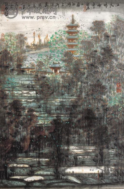 孙永 江天晴雨中 镜心 设色纸本