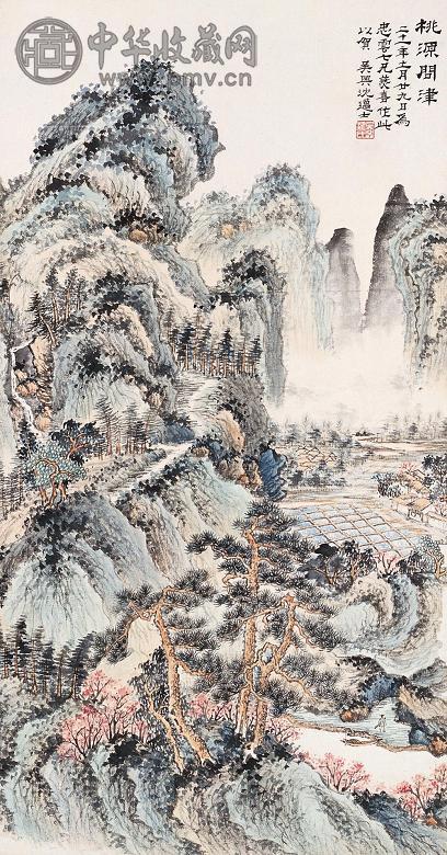 沈迈士 1932年作 桃源问津 立轴