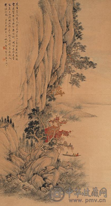 徐曦 赤壁夜游图 轴 设色纸本