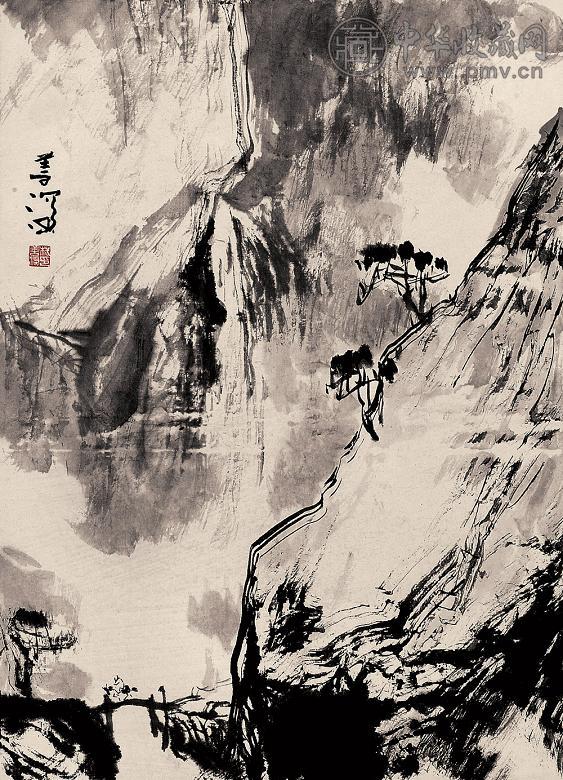 杨善深 溪山策蹇 立轴 水墨纸本