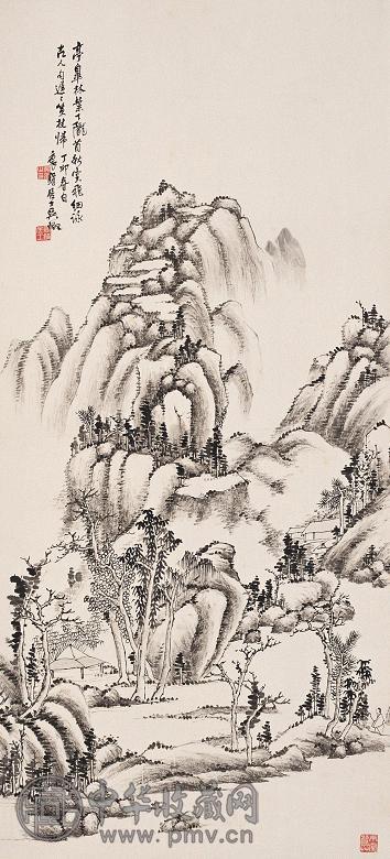 吴徵 丁卯(1927年)作 陇首策杖图 立轴 水墨纸本