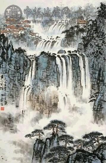 伍霖生 1975年 黄山宾馆 立轴 设色纸本