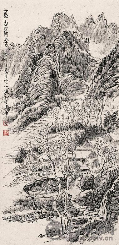 张仃 1990年作 燕山农舍图 镜心 水墨纸本