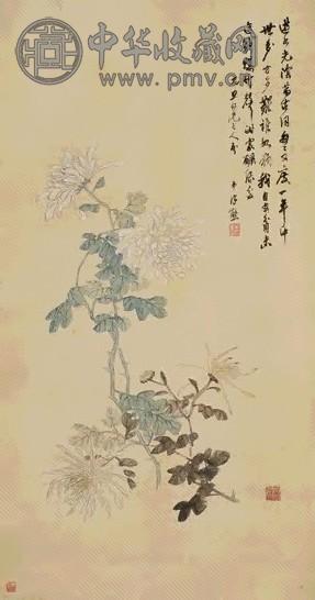 朱熊 霜英绽放图 立轴 设色绢本