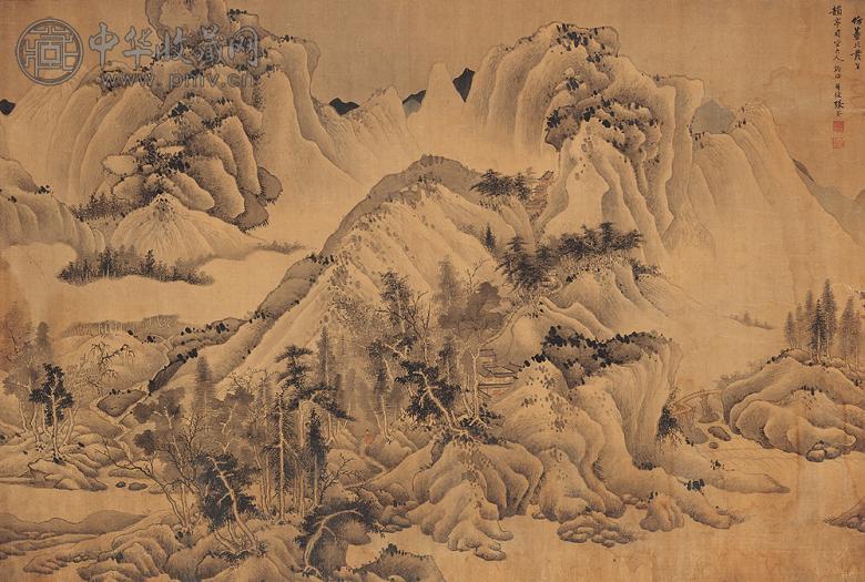 张崟 仿董北苑笔意 镜心 设色绢本