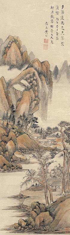 黄均(古) 1846年作 山水 立轴 设色纸本