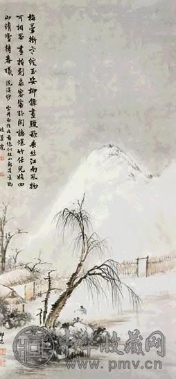 近现代 祁井西 山居晴雪 轴