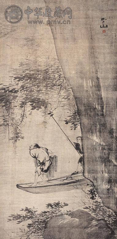张路 渔父图 镜心 水墨绢本