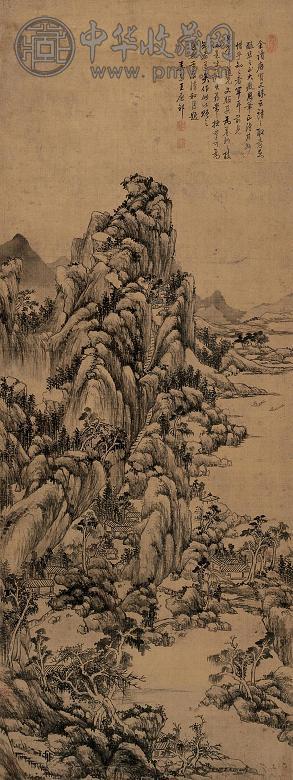 王原祁 1772年作 山水 立轴 设色绢本