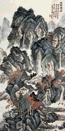 陈子清 青绿山水 镜心 设色纸本